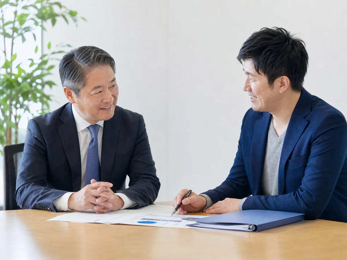 事業承継について相談する経営者と税理士のイメージ写真